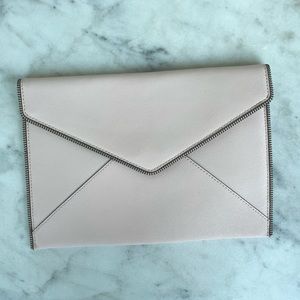 Rebecca Minkoff Leo Envelope Clutch in Vintage Pink/silver NEW